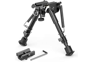 Feyachi Bípode de Rifle Fibra de Carbono 6"- 9" Extensible con Adaptador Picatinny, Bípode de Carbono para Caza