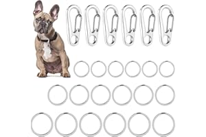 TIESOME Lot de 24 clips pour plaque d'identité pour chien et chat en acier inoxydable - Facile à changer - Libération rapide - 3,3 x 1,5 cm