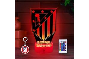 Nocles Lámpara de Fútbol con Llavero Escudo Antiguo – Luz Nocturna Infantil 3D | Regalo Original para Niños Futboleros | Decoración con Colores De Equipo