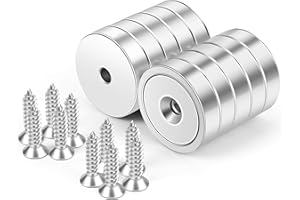 Neosmuk 25kg Strong Nd Disc Magnet, Center Holes - Round Rare Earth Cup Mount, Heavy-Duty Hole - 10 Pack