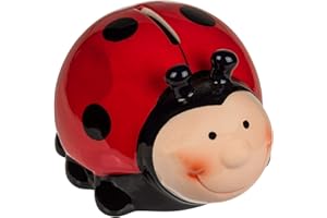 PhiLuMo Keramik Spardose/Sparbüchse - Marienkäfer Brummi - abschließbar 12 x 10 cm
