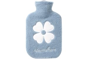 RHZXD Wärmflasche mit Kuschelig Weichem Bezug, Groß 1 Liter, Wärmflasche zur Schmerzlinderung bei Bauch und Hinterbeinen, Geschenke für Familie und Freunde, Kinder Wärmflasche (blau)