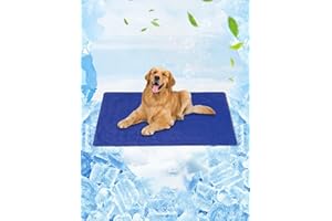 Vamcheer Kühlmatte Hunde Katzen Haustiere - Kühldecke Hundebett Für Grosse Hunde kleine Dog, Abkühlung Sommerr,Ungiftiges Gel Kühldecke,Geeignet Für Zuhause, Auto,Hundehütte Outdoor 60x90/Blau