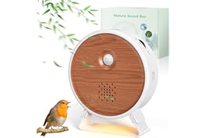 BITIWEND Caja con Sensor de Movimiento para el Canto de los pájaros con Soporte Desmontable, luz Caja de Sonidos Soundbox para la Naturaleza de pájaros, mar, susurro de Arroyo, Hoguera