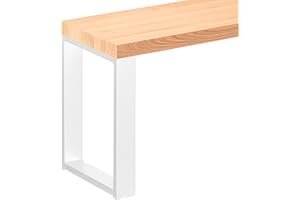 LAMO Manufaktur Banco para Mesa de Comedor 30x80x47 cm (Ancho x Largo x Alto), Patas para Muebles Modelo Simple Blanco/Asiento Natural, LSB-01-A-002-80-9016S