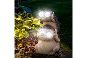 CLIUNT Solar Garden Ornaments, Waterproof LED Solar Animal Statue, Animals Climbing Solar Lights, Garden Hedgehog Statue for Home Yard Lawn Ornament, Fairy Garden Gnome Ornaments