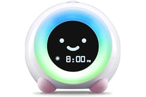 LittleHippo MELLA Réveil Matin Éducatif Enfant, Réveil Musical, Veilleuse, Musique pour Dormir (Rose Pâle)