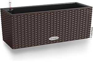 Lechuza – Pot de Fleurs d’Extérieur et d'Intérieur – Cottage Balconera – Réserve d'Eau Intégrée – Coloris Moka – 50 x 19 x 19 cm