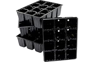 Aerzetix - C63574 - Set di 4 piastre di coltivazione/scatole per piantine x 12 tazze per semi 17.5x13.5x5.5cm - piantare germinazione verdure trapiantare vasi fiore coltivato - colore nero - plastica