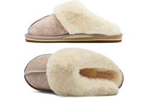 KuaiLu Zapatillas Casa Mujer Invierno Caliente Peluche Piel Cerradas Pantuflas Comoda Peludas Memory Foam Slippers Antideslizante Goma Suela Negro 36