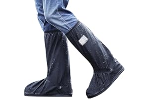 XOPOZON Schuhüberzieher Wasserdicht Unisex Wasserdicht Überschuhe Schuhüberzieher Wiederverwendbare mit Reflektorstreifen Wasserdichter Schutz von den Zehen bis zur Wade für Regen Schnee Outdoor Rutschfester