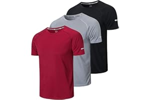 HUAKANG 3 Piezas Camiseta Deporte Hombre Camisetas Manga Corta Hombre de Secado Rápido para Gimnasio Running Fitness