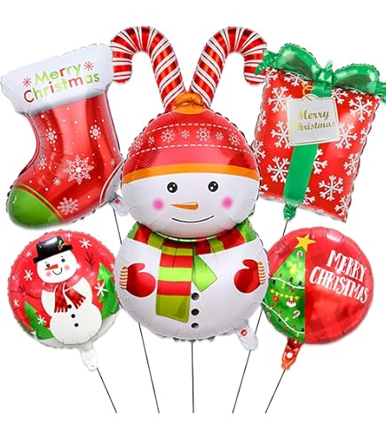 Set da 10 pezzi di palloncini natalizi in alluminio, palline natalizie