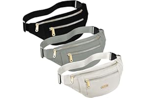 TESIN 3 Pieces Fanny Pack Waist Pack for Women, Waterproof Waist Bag with Adjustable Strap for Travel Sports Running