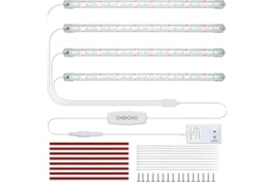 MOYA STD White Grow Light Strips for Indoor Plants, 16in 6000K T5 Plant Light Full Spectrum Cabinet Grow Lamp with 240 White & Red LEDs, Auto ON/Off 3/6/12h Timer & 5 Brightness for Houseplants…