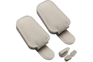 XINCHEN Brillenhalter für Auto Sonnenblende 2 Pack Leder Auto Sonnenbrillen Halterung Universal Leder Sonnenbrillenhalter Auto Universal Sonnenbrillenhalter Clip Visier Zubehör (grau)