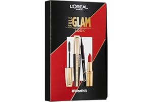 L'Oréal Paris Set trucco con mascara, eyeliner e rossetto, Volume Million Lashes mascara (nero), rossetto Color Riche (rosso), Superliner Perfect Slim (nero), 3 pezzi