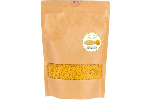TooGet Perles naturelles et granulés de cire d'abeille jaune pure – Qualité supérieure – Cosmétique – 946 ml