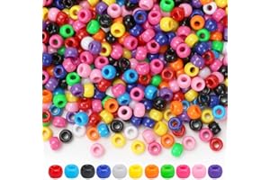 Tiehuoxia 1300PCS Pony Beads for Bracelet Making, Colorful Kandi Beads for Hair Braids, Crafting, Necklace and DIY Projects (Multi-Coloured)
