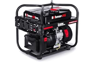 Böhmer-AG i-2500W Petrol Inverter Generator 2000w Pure Sine Wave Instant Power 4-Stroke Engine Silent Noise Quiet Portable Camping 240V DC With UK Plug Sockets