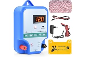 DKEVEU 2J - Cercado eléctrico para animales, 15 km - Pastor eléctrico con pantalla LED - Recinto eléctrico para gallinas, ovejas, cerdos, zorros, vacas, para empresa agrica