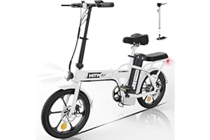‎HITWAY HITWAY Elektrofahrrad E-Bike Faltbare Stadtfahrräder 8.4h Batterie, elektrische Laufleistung kann 35-70 km erreichen, 250 W / 36 V / 8.4Ah Batterie, Max., Weiß-Ohne Drossel