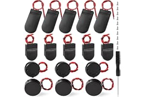KUOQIY 16 Pezzi CR2032 Porta Batteria 3V Coin Cell Battery Socket Holder Scatola con Cavo di Piombo Interruttore Kit, 3V CR2032 Porta Batterie a Bottone, con Cacciavite e Viti, Nero