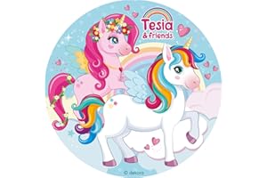 Dekora, OKRĄGŁY krążek waflowy JEDNOROŻEC 20CM, Jadalny Wafelek na Tort, Dekoracja Tortu Urodzinowego