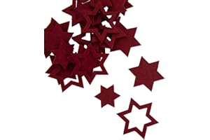 Oblique Unique® 24 Filz Sterne Weihnachtsdeko Tischdeko Weihnachten Deko 3 Motive - Farbe wählbar (Rot)
