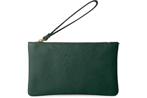 Parubi Pochette de Mano Pequeña, Mini Bolso de Mano con Cuero Suave Auténtico, Made in Italy, Pochette con Cordón y Cierre con Cremallera Elegante para Mujer y Chica (Aura)