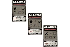 EWIG Cartel alarma. NO PARECE REAL, LO ES. Disuasorio Alarma. 3 Etiquetas adhesivas en plástico metalizado resistente agua. PUERTA VENTANA BUZON