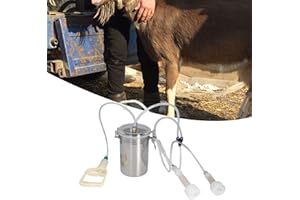 FOLOSAFENAR Machine à Traire de Chèvre, Machine à Traire Manuelle de Bouteille en Acier Inoxydable 2L, Fournitures de Traite Portables de Contrôle D'économie D'effort avec Couvercle Transparent, pour Ferme Laitiè