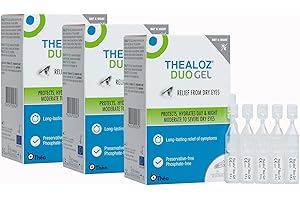 90 Thealoz Duo Gel (Single Dose Units) Eye Drops - Longer-Lasting Relief for Dry, Tired & Sore Eyes |Ideal for Overnight Relief |Gentle, Preservative-Free Gel | 3 Pack | 90 Single Dose Units