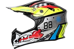 MTQCBDHY Motocross Helmets Kids, ECE 2206 Approved, Youth Motorcycle Helmet, Offroad Street Dirt Bike BMX MX ATV Helmet, Lightweight Full Face Motorcycle Street Bike Helmet(Silver,M)