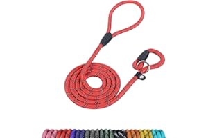 Loutep Slip Lead For Dogs-1.8m Long Rope Dog Leash With Reflective Stitching Slip On Easily With No Collar Or Harness Needed Anti-Choke Dog Slip Lead Ideal For Small Puppy Large & Medium Dogs Training
