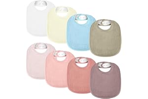 AOOTE Bavoirs Bébé Naissance, 8PCS Bavoirs Bébé Mousseline Foulard, Mousseline Foulard Bavoir Bebes Réglables, Coton Doux Absorbant Respirent Nourrissons Pour Filles Garçons Bave Et Dentition