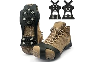Waymaytecy 2 Piezas Crampones, Crampones Nieve Hielo Antideslizantes, Nieve Hielo Crampone para Zapatos y Botas,Pinchos Antideslizantes,Agarre de Nieve y Hielo,para Correr,Escalada y Senderismo