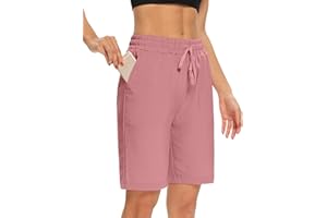 EUHOM Shorts Damen Sommer Bermuda Shorts Casual Kurze Hose Sportshorts Baumwolle Kurz Sporthose Jogginghose Knielang Yoga Running mit Taschen