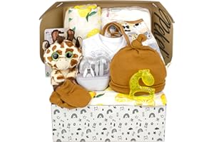 KELZIA PEKEL'S Canastilla para Bebé Recién Nacido | Cesta Unisex para Niña y Niño con Muselina, Ropa, Peluche y Accesorios Esenciales | Set de Regalo Ideal para Baby Shower y Nacimiento