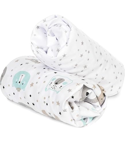 Lenzuola 80x160 Cm + Coprimaterasso Impermeabile - Set Per Lettino Bambino (Safari Grigio) - Foto 3