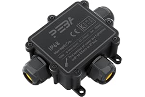 PEBA® Waterproof Junction Box IP68, 3-Way Outdoor Cable Connectors,Cable Box,Electrical Connectors, Waterproof Electrical Boxes Outdoor,Electrical Junction Box for 4-14mm Diameter Cable T Form Black