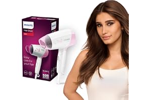 Philips India's No.1 Hair Styling Brand - Foldable Hair Dryer | 1200W | Fast Blow Dry | 2 Heat Settings | ThermoProtect Tech |Travel-Friendly, Quick Dry | Frizz Control For Indian Hair | HP8120