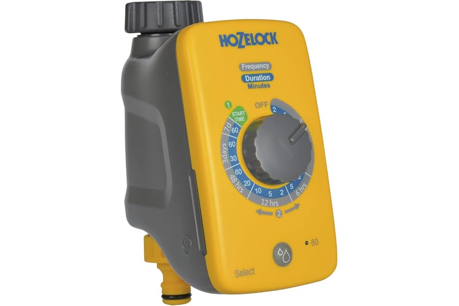 HOZELOCK - Watering Timer Select Controller : Automatic Watering, Easy To Use, 16 Pre-installed Programs, 2 to 60min Watering up to 4 Times A Day, Manual Watering Function [2220 1240]
