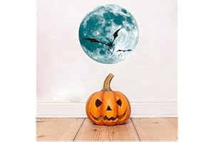 NACNIC Pegatinas de pared BRILLAN EN LA OSCURIDAD. Vinilo decorativo de LUNA Y MURCIELAGOS. Pegatinas animales FLUORESCENTES. Láminas luminosas Decoración Habitación, niño, niña, infantil y bebé.