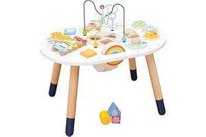 Le Toy Van PL137 Activity Table, Kids Toys-Rainbow Xylophone, Wooden Shape Sorter and more-18 Months +