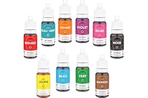 10 * 10ml Colorant Alimentaire Liquide,Waysroma Colorant Alimentaire Pâtisserie Haute Concentré Nourriture Dye pour Couleur Fondant,Boissons,Crème,Gâteau,Donuts,Pâques Macaron