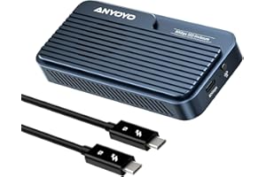 ANYOYO La carcasa TB5 M.2 NVMe SSD de 80 Gbps soporta hasta 8 TB de control inteligente de temperatura y refrigeración del ventilador, compatible con Thunderbolt 3/4/5/USB4, compatible con USB 3.2/3.1/3.0