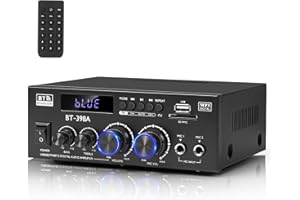 Romicta HiFi Stereo Verstärker, 450Wx2, 2-Kanal Mini Bluetooth Verstärker mit w/UKW-Radio, USB/SD, optischen & koaxialen Eingängen – kompatibel mit Passivlautsprechern & Aktiver Subwoofer