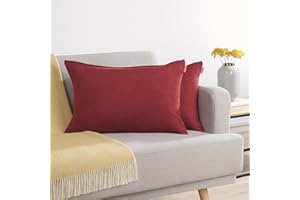 Blumtal Federe Cuscini Divano in Ciniglia, Copricuscini Divano, Federe Cuscino Divano, 2 Pezzi, 40 x 60cm, Rosso Aurora