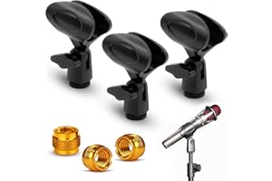 Alethron Mikrofon Halterung, 3 Pack Mikrofonhalter Verstellbarer Mikrofon Halter für Mikrofon mit Außendurchmesser Zwischen 30 mm und 46 mm, mit 5/8 Zoll Stecker auf 3/8 Zoll Mikrofon Schraubenadapter